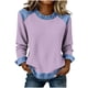 thumbnail image 1 of Camisetas de Manga Larga para las Mujeres Loose Fit Color Sólido Blusa de Cuello Redondo Top Suave Casual, 1 of 6