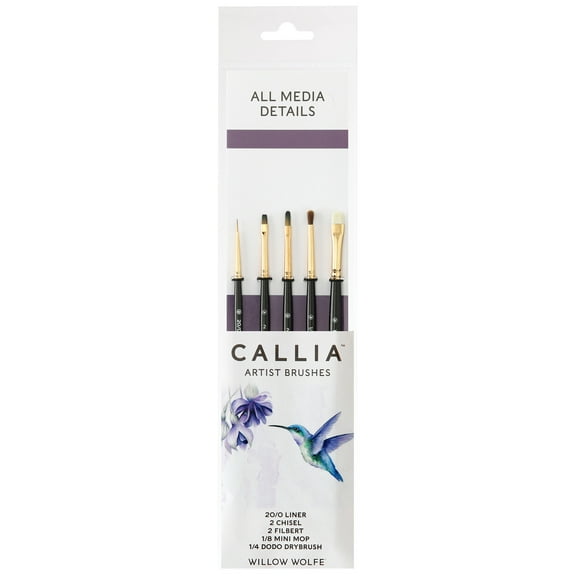 Willow Wolfe Callia Artist All Media Details Brush Set-Assorted
