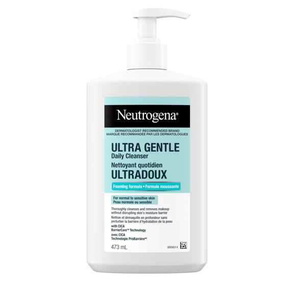 Neutrogena Nettoyant Moussant pour le Visage Ultradoux, Nettoyant Moussant pour le Visage pour Peau Sensible, Nettoie en Douceur la Saleté, l'Huile & le Maquillage Sans Trop Assécher, Sans Parfum