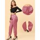thumbnail image 2 of INSPIRE CHIC Pantalones deportivos de cintura elástica con cordón para mujer, pantalones de chándal de satén hasta el tobillo con bolsillo Rosa empolvado XL, 2 of 5