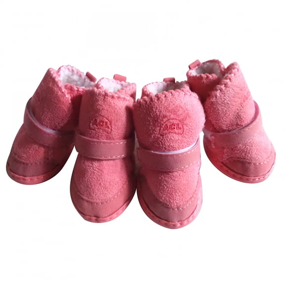 GASTROPOD 4-Pack Dog Boots, Anti-Slip Winter Warm Pet Shoes for Small Dogs Cats, Waterproof Breathable Dog Booties with Adjustable Straps And Rubber Sole, Pink