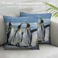 thumbnail image 3 of Orinice Penguins Beach Wildlife Graphic Decorative Cushion Throw Pillow Cover Short Plush Summer High-Quality 1PC 20x20in, 3 of 5
