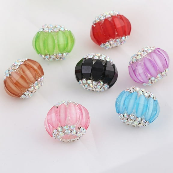 5pcs assorted rhinestone crystal acrylic beads – sparkle fancy charm beads for DIY jewelry making, bracelet necklace craft supplies