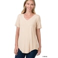 thumbnail image 4 of Zenana Women & Plus Luxe Rayon Short Sleeve V-Neck Hi-Low Hem Casual Tee-Shirt Top, 4 of 5