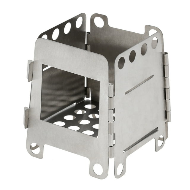 Portable Titanium Lightweight Folding Wood Stove Pocket Stove Outdoor Cooking Camping Backpacking