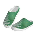 thumbnail image 2 of Daiia Christmas Green Print Women’s Fuzzy Slippers Memory Foam Lightweight House Shoes Cozy Loafer Flannel House Shoes-44/45, 2 of 7