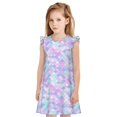 thumbnail image 1 of Fotbe Rainbow Scales Vestido de Dormir para Niñas de 3 a 10 Años, Mangas Cortas, Estilo Princesa, Pijama Camisón con Mangas Voladas-Large, 1 of 6