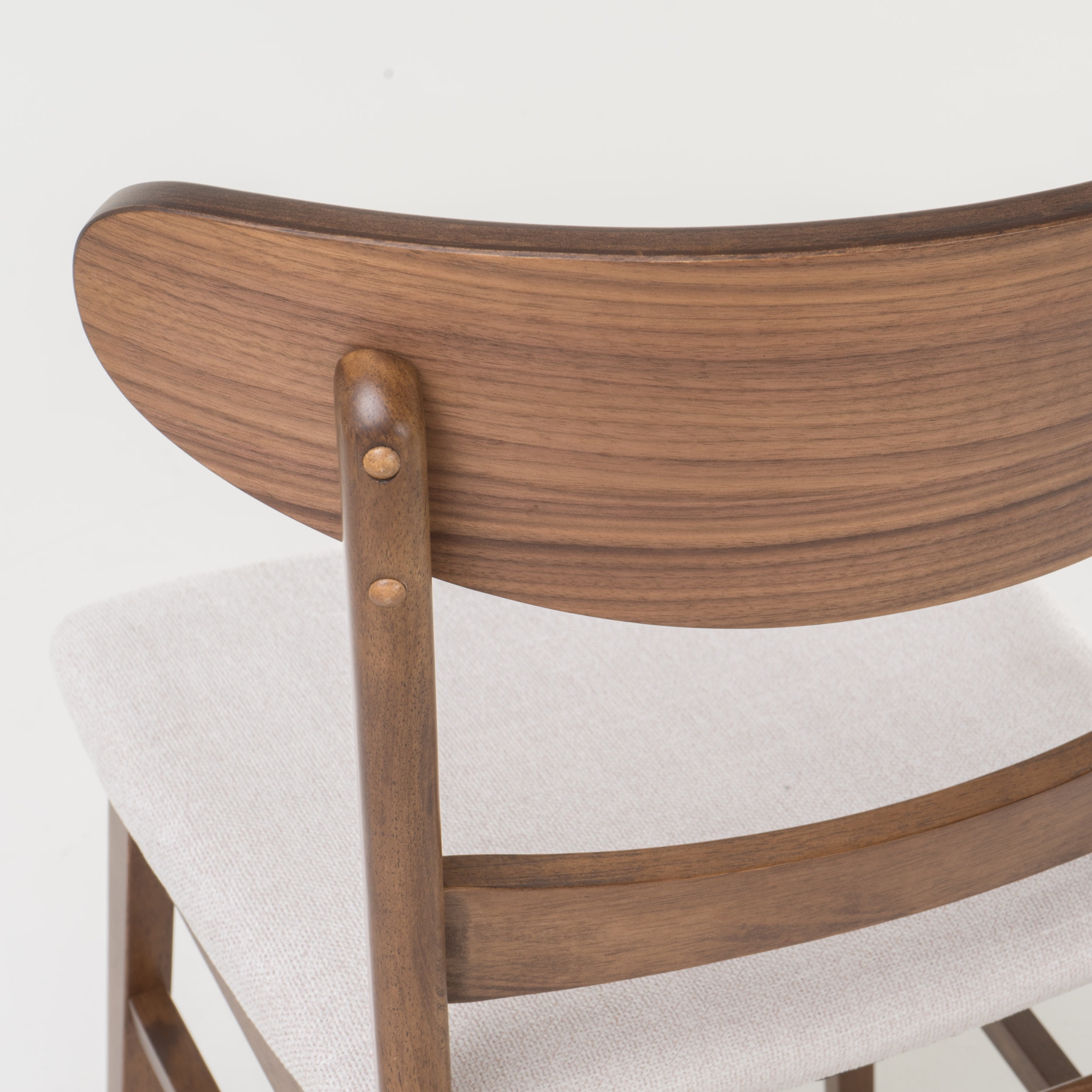 Noble House Odelia Mid-Century Fabric Dining Chairs, Set of 2, Light Beige