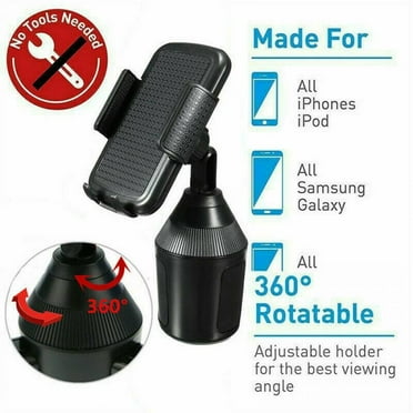 360 Degree Rotatable Adjustable Weather Cup Holder Car Mount Tech Holder for Cell Phone,Black