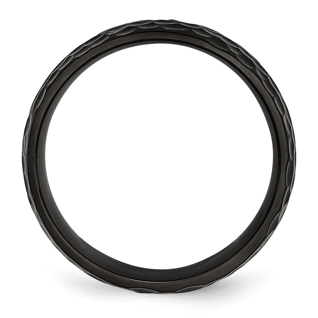 Stainless Steel Black Ip Plated Hammered 8mm Band Ring Size 13 Ring for Women and Men
