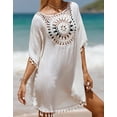 thumbnail image 2 of Swimsuit Cover Up for Women Plus Size Hollow Hand Crochet Neck Boho Bathing Suit Cover Ups Casual Beach Cover Up with Fringed Hem Shermie, 2 of 4