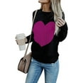 thumbnail image 2 of ZANKLEY Women Sweaters Heart Front Crew Neck Long Sleeve Knitted Pullover Fall Winter Sweater, 2 of 6