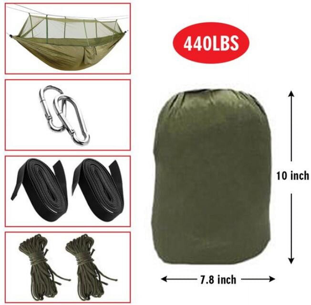 Portable Camping Hammock with Net, AYAMAYA 2 Person lightweight Nylon Hammock Tent Hold Up to 440lbs for Backpacking Hiking Travel