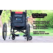 14lb Magnesium Ultra Lightweight Wheelchair 20 inch seat with Flip Back Arms,Portable Wheelchair with Travel Bag,Travel Wheelchairs for Adults,250Ib Weight Capacity, Black
