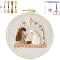 thumbnail image 1 of Kit de bordado navideño, kit de bordado de belén, kits de punto de cruz navideño, kit de bordado para principiantes para adultos, kit de bordado DIY para decoración del hogar (pesebre), 1 of 7