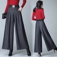 thumbnail image 1 of Pantalones anchos de lana de otoño, pantalones culottes casuales plisados para mujer, pantalones rectos, pantalones de pierna ancha, 1 of 5