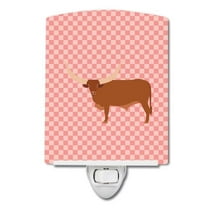 Ankole-Watusu Cow Pink Check Ceramic Night Light