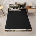 thumbnail image 4 of Manfei Winter Bear Zipper Twin Comforter Sets with Fitted Sheet and 2 Pillowcases,Wild Woodland Print Zipper Bedding Set,Green,Black Reversible,4pcs, 4 of 8