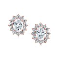 thumbnail image 2 of Bling Jewelry Womens Traditional Bridal CZ Halo Oval Stud Clip-On Earrings for Non-Pierced Ears, 2 of 6