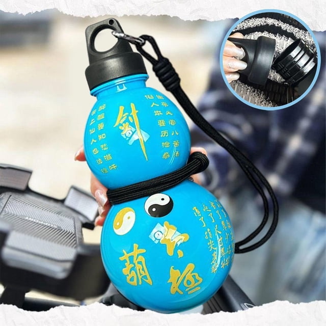 Gourd Shape Water Kettle, Portable Drinking Container With Adjustable Strap, for Outdoor Hiking and Commuting, Blue