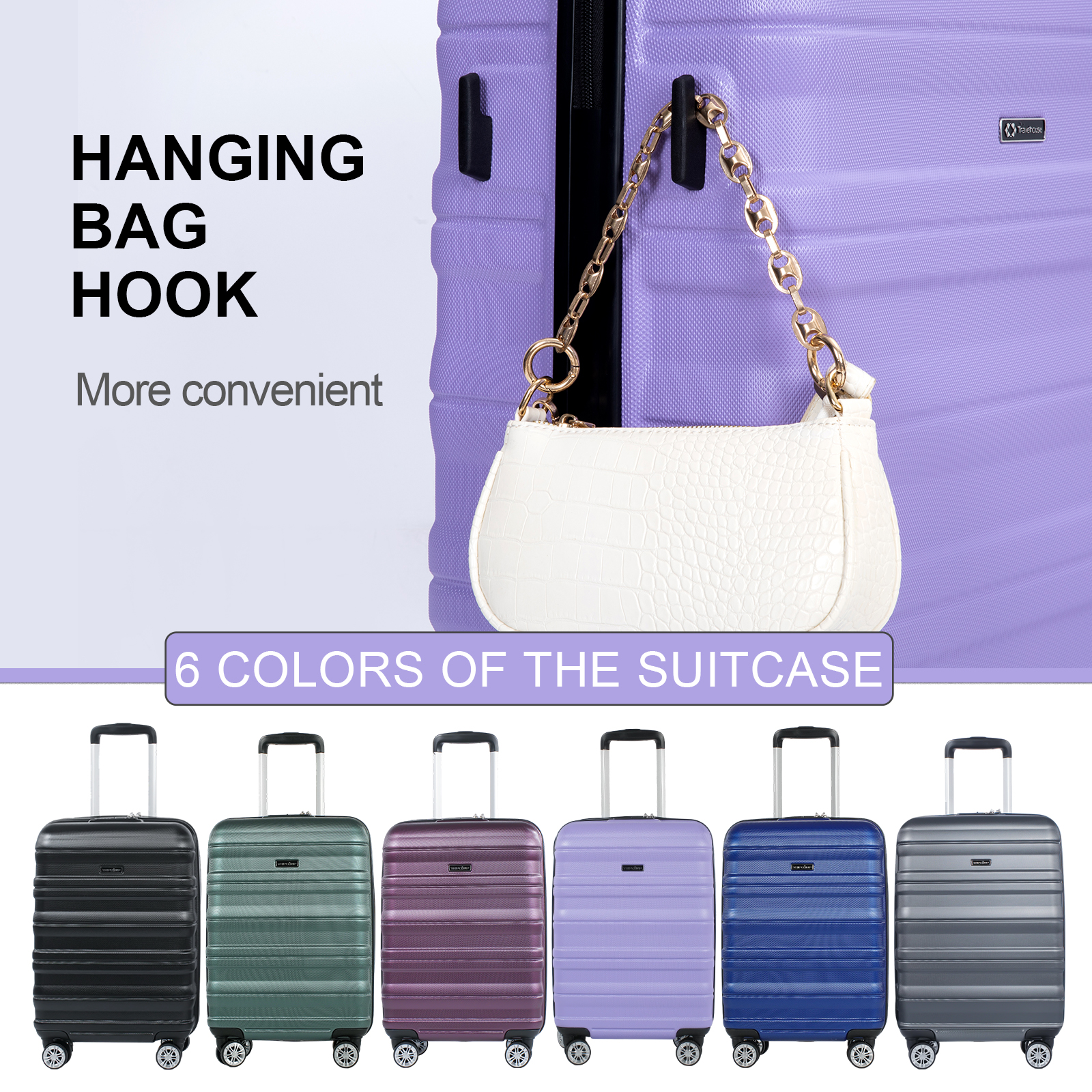 TRIPCOMP 3-Piece Hardside Luggage Set, Purple photo 8