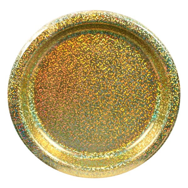 small gold paper plates
