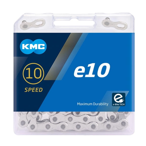 KMC Unisex – Erwachsene e10 Silver E-Bike 10-Fach Kette 1/2" x11/128, 122 Glieder, Silber