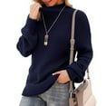 thumbnail image 2 of XFLWAM Womens Turtleneck Sweaters Batwing Long Sleeve Casual Loose Oversized Chunky Knit Pullover Jumper Tops Navy Blue XL, 2 of 6