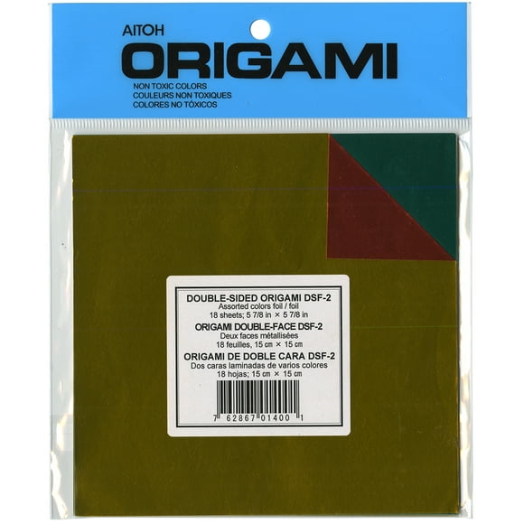 Papier Origami 5.875"X5.875" 18 Feuilles-Assorties Feuille/feuille Double Face