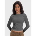 thumbnail image 3 of Women’s Basic Skinny Crop Top Tee Shirt Short Sleeve Workout Round Neck Cropped Tshirt, 3 of 6