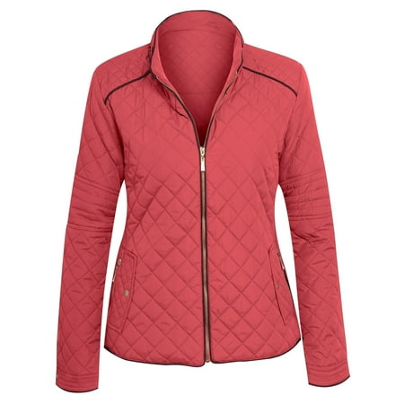 Hot From Hollywood - Women's Zip Front Lightweight Quilted Zip Jacket ...
