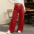 thumbnail image 6 of Ayolanni Women Wide Leg Sweatpants Baggy Red Low Rise Sweatpants Athletic Drawstring Long Pants with Pockets, 6 of 8