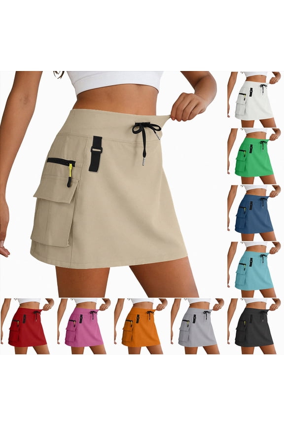 Women's Hiking Skorts Skirts with Zipper Pockets Cargo Golf Quick Dry Tummy Control High Waisted Dressy Casual Skort (Orange, XL)