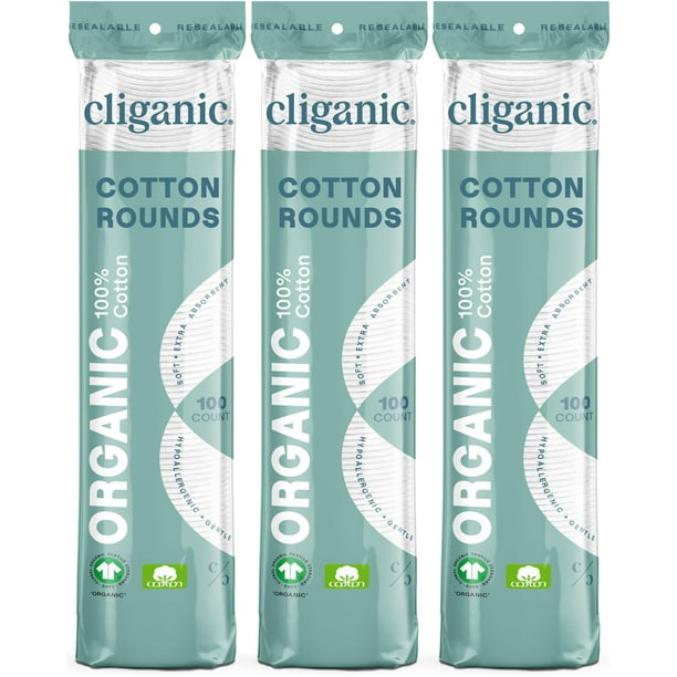 Almohadillas desmaquillantes Cliganic de algodón orgánico, 300 unidades