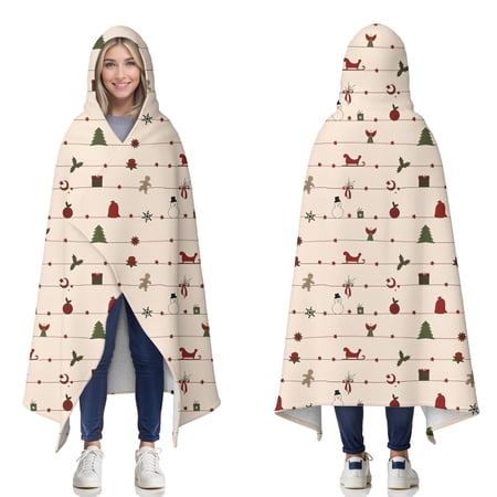 Wearable Blanket Beige Christmas Decoration Pattern Hooded Wearable Sherpa Blanket for Adults & Teens Winter Poncho Shawl Wrap Cape Thick Warm 50 x60 Wearable Blanket Beige Christmas Decoration Pattern Hooded Wearable Sherpa Blanket for Adults & Teens Winter Poncho Shawl Wrap Cape Thick Warm 50 x60