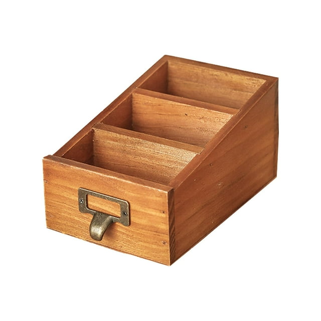 Luzkey Wooden Desktop Organizer Case Makeup Brush Holder for Desktop Bedroom Vanity