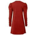 thumbnail image 4 of Women Fashion Solid Crew Neck Puffy Sleeve Button Long Sleeve Dress Midi Dress Long Sleeve Tunic Dress for Women Ladies Maxi Dress Loose Maxi Dress with Pockets Wrap Summer Dress for Women Womens Long, 4 of 4