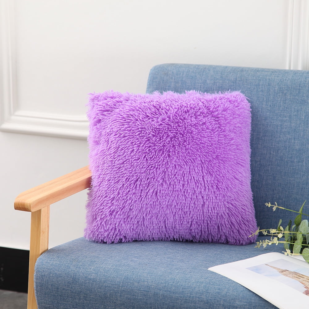 Fluffy Plush Pillow Cover Square Decorative Throw Pillow Cover Soft