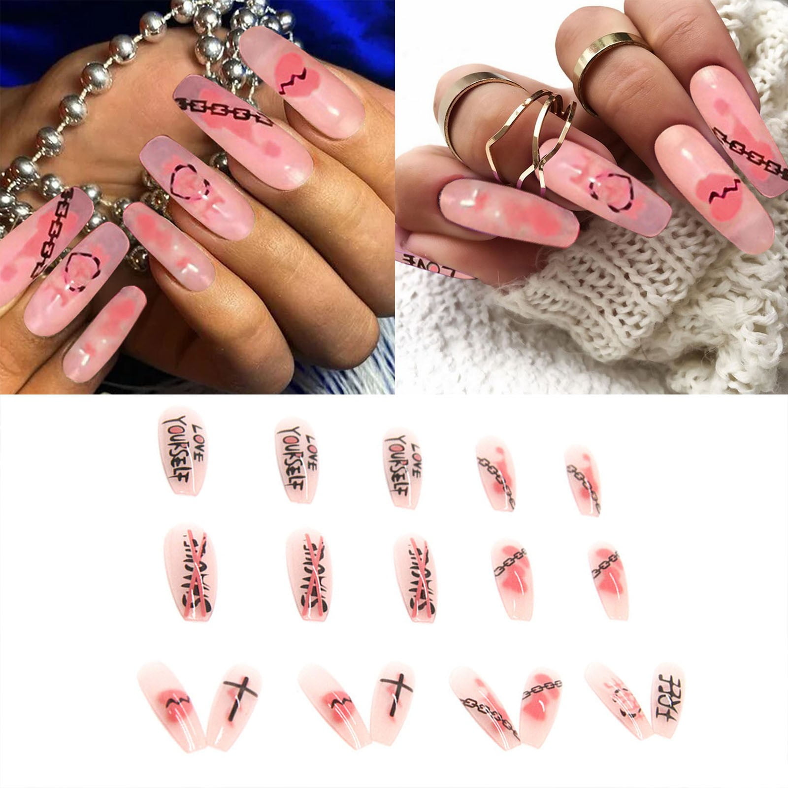 5Pcs Mixed Random Nail Art 3D Decal Stickers Alphabet Letters White Black  Gold Laser Acrylic Nails Tool | Wish