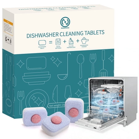 Dishwasher Cleaner Tablets - 30 Pack Deep Cleaning Pods for Dish Washer Machine, Heavy Duty, Septic Safe, Natural Limescale Remover, Calcium, - 12 Month Supply