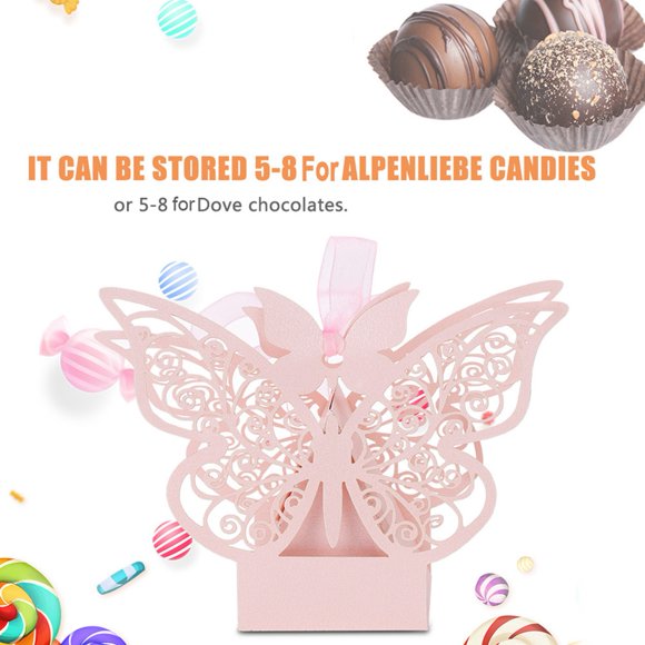 100PCS Wedding Favor Sugar Chocolate Boxes Wedding Decoration for Wedding Birthday Pink