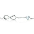 thumbnail image 3 of Gem Stone King 925 Sterling Silver Heart Aquamarine and White Moissanite Infinity Tennis Bracelet for Women (0.86 Cttw, Heart 6MM, Gemstone Birthstone, Box Chain Fully Adjustable up to 9 inch), 3 of 6