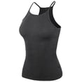 thumbnail image 2 of A2Y Women's Sexy Ribbed High Square Halter Neck Racerback Cami Top Charcoal 1XL, 2 of 3