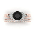 thumbnail image 2 of Clara Pucci 18K Rose/White Gold 2.94 Natural Onyx Engraveable Engagement Ring + Wedding Band Set, 2 of 7