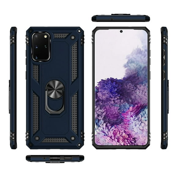 For Samsung Galaxy S20  Plus (6.7") Rugged Dual Layers 2in1 Hard PC   TPU Shockproof Hybrid with Ring Kickstand Cover ,Xpm Phone Case [ Blue ]