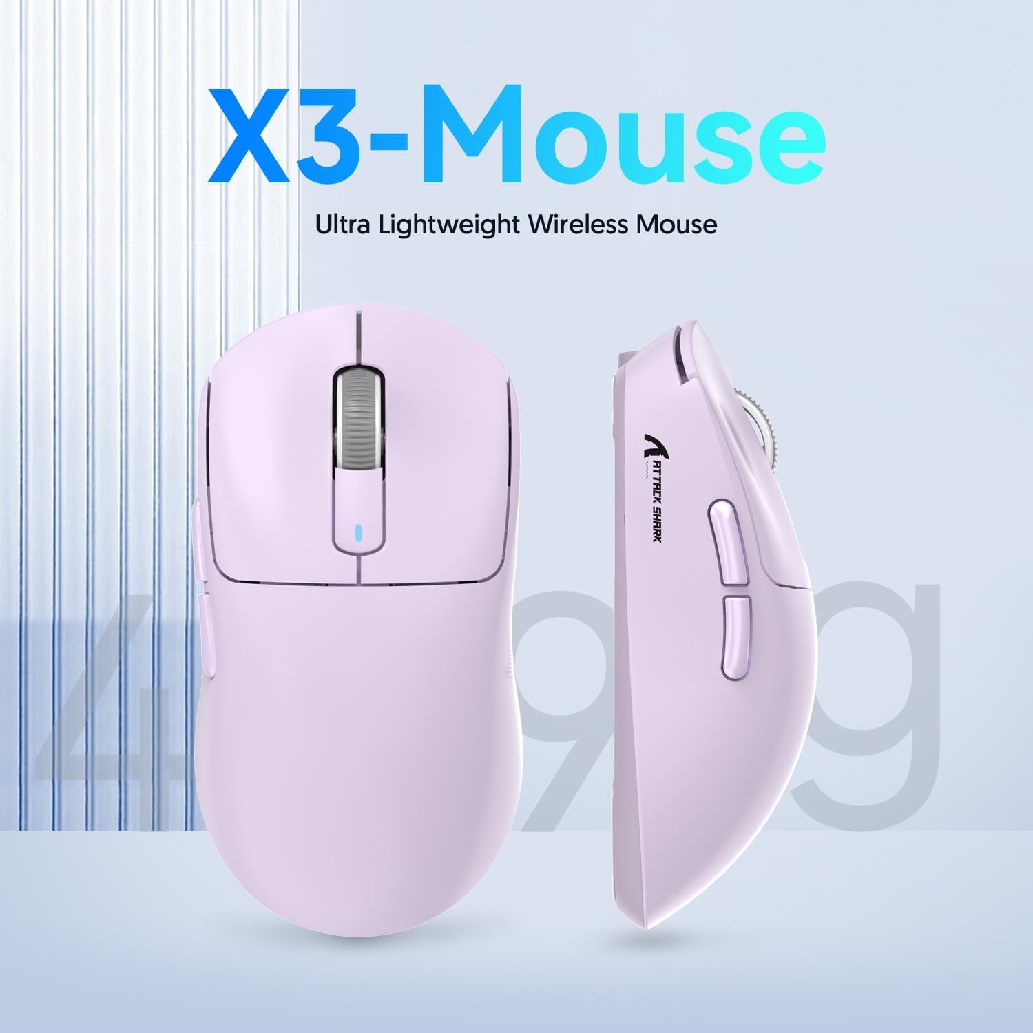ATTACK SHARK X3 49g SUPERLIGHT Gaming Mouse, PixArt PAW3395 Sensor, BT/2.4G Wireless/Wired, 6 Adjustable DPI up to 26000, for Win10/11/Xbox/PS/Mac