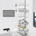 thumbnail image 2 of Corner Shower Organizer, Stainless Steel Tension Pole Corner Bathroom, No Drilling Required Adjustable Shower Shelf for Inside Showers, Silver, 2 of 17