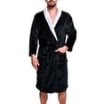 thumbnail image 1 of HBFAGFB Mens Bathrobe Plush Pajama Long Sleeves Softness Warm Flannel Robe with Pockets Black Size L, 1 of 9