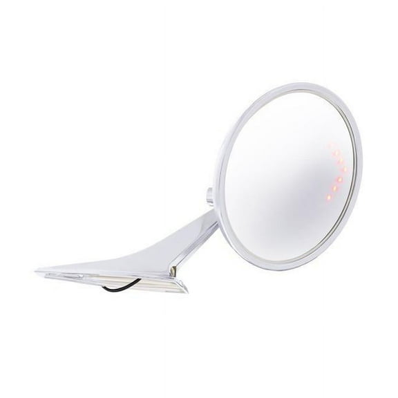 United Pacific 110826 Round Exterior Mirror W/Convex Glass & LED Turn For 1966-72 Chevy Passenger Car - R/H