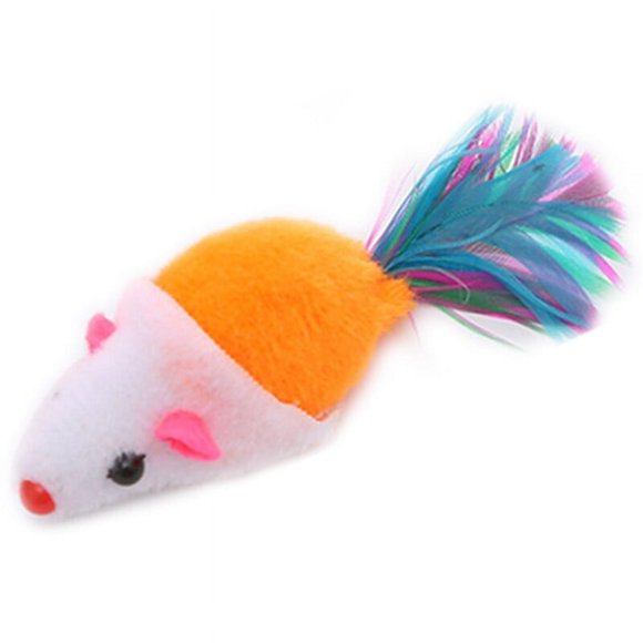 Juguete para gato, ratón, felpa, pluma sintética, divertido, lindo, gatito, ratón, juguete para masticar gato